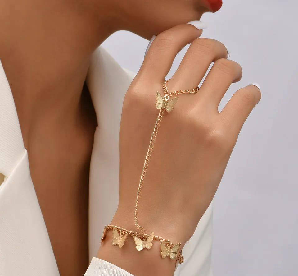 1 Pc Alloy Gold plated Modern Butterfly Charm Bracelet