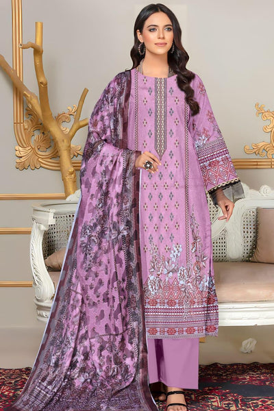 Women's Stunning Lawn Suit Set with Digital Print & Embroidered - 3 Pcs